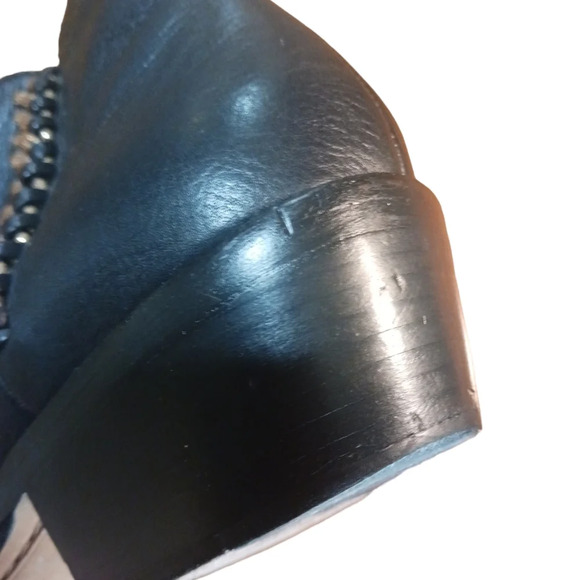 Coach Black Leather Booties Ankle Boots w Gold Chain Detail size 9 - Picture 12 of 13